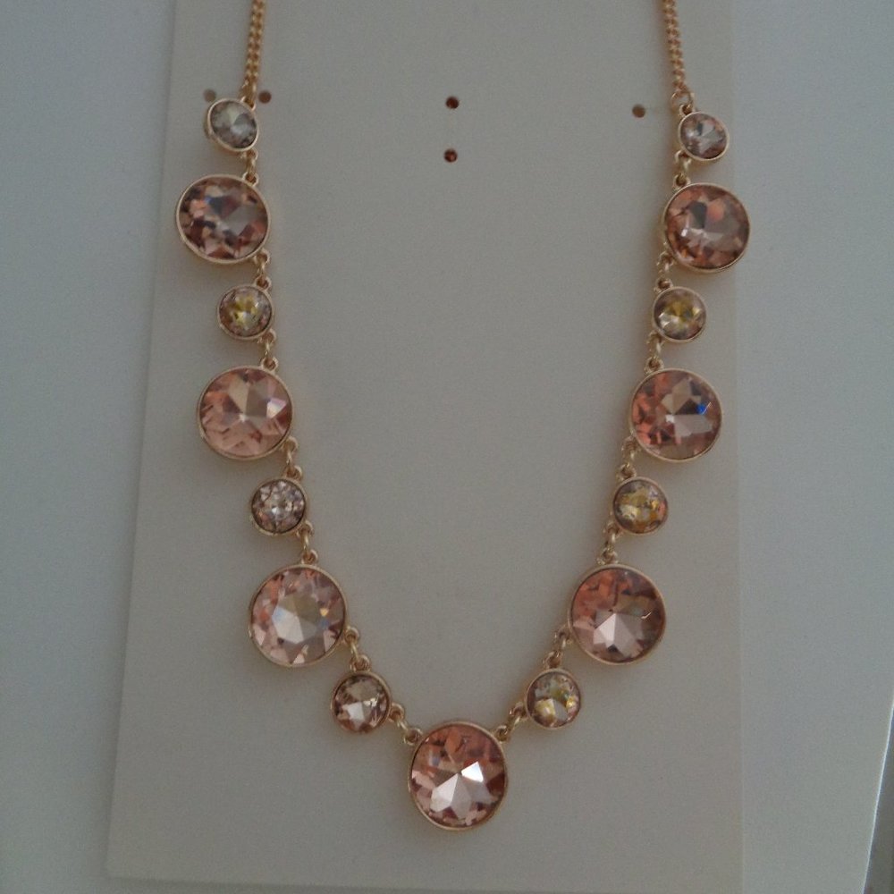 ROSE GOLD LARGE RHINESTONES NECKLACE - NWT